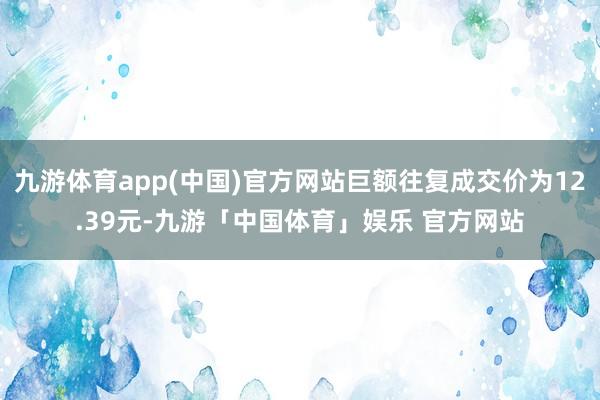 九游体育app(中国)官方网站巨额往复成交价为12.39元-九游「中国体育」娱乐 官方网站