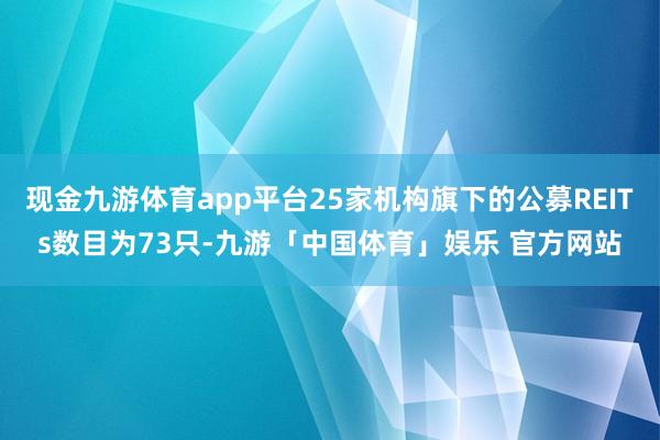 现金九游体育app平台25家机构旗下的公募REITs数目为73只-九游「中国体育」娱乐 官方网站