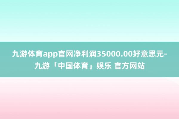 九游体育app官网净利润35000.00好意思元-九游「中国体育」娱乐 官方网站